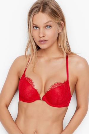 Victoria's Secret Very Sexy Cipkovane Front Zapinanie Push Up Bra Červené | SIJFC-3791