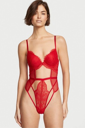 Victoria's Secret Very Sexy Pushup Teddy Červené | LZJBQ-9421