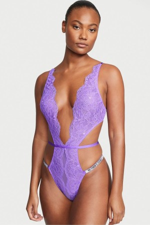 Victoria's Secret Very Sexy Shine Remienkove Cipkovane Crotchless Bodysuit Ruzove | VLARP-5914