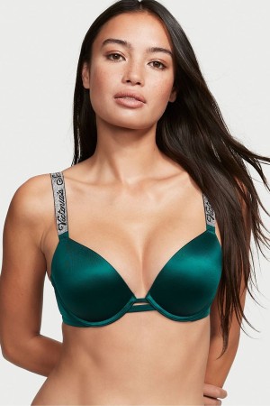 Victoria's Secret Very Sexy Shine Remienkove Push Up Bra Čierne Zelene | HARYL-3984