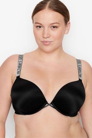 Victoria's Secret Very Sexy Shine Remienkove Add 2 Cups Bombshell Bra Čierne | QPAZT-1620