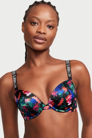 Victoria's Secret Very Sexy Shine Remienkove Push Up Bra Čierne | NLURE-6941