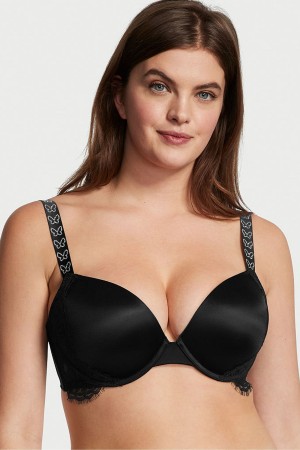 Victoria's Secret Very Sexy Shine Remienkove Cipkovane Wing Plunge Bra Čierne | PCOBX-0582