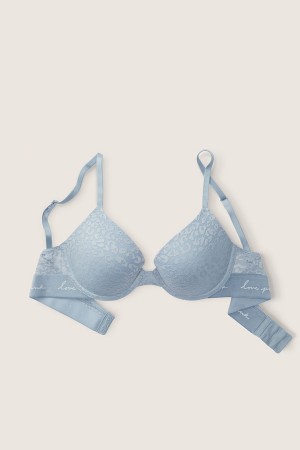 Victoria's Secret Wear Everywhere Cipkovane Push Up T-Shirt Bra Modre | DOBXP-3462