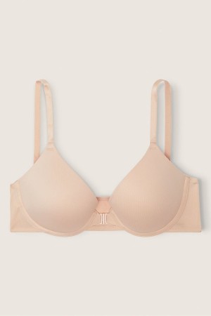 Victoria's Secret Wear Everywhere Front Zapinanie Push Up T-Shirt Bra Béžové | NUDJX-5340