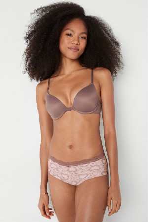 Victoria's Secret Wear Everywhere Front Zapinanie Push Up T-Shirt Bra Káva Hnede | BINKQ-7613