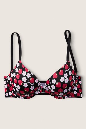 Victoria's Secret Wear Everywhere Front Zapinanie Push Up T-Shirt Bra Čierne | IBVMP-0682