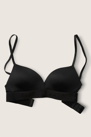 Victoria's Secret Wear Everywhere Smooth Non Wired Push Up T-Shirt Bra Čierne | ETVPO-7328