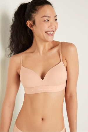 Victoria's Secret Wear Everywhere Smooth Non Wired Push Up T-Shirt Bra Champagne Nude | DSVUO-8250