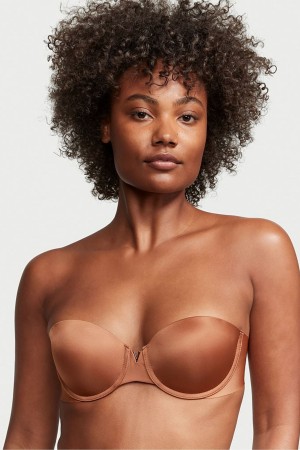 Victoria's Secret Wear Everywhere Smooth Multiway Strapless Push Up Bra Hnede | FSOMN-9735