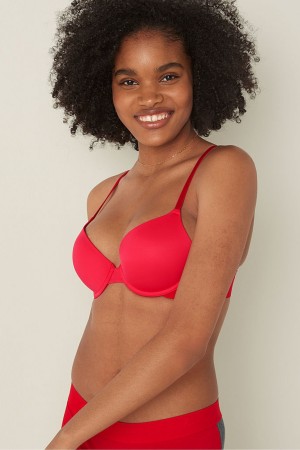 Victoria's Secret Wear Everywhere Smooth Push Up T-Shirt Bra Červené | BNVMR-4832