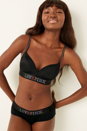 Victoria's Secret Wear Everywhere Smooth Shine Remienkove Non Wired Push Up T-Shirt Bra Čierne | NZXFJ-4158