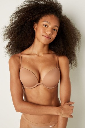 Victoria's Secret Wear Everywhere Smooth Push Up T-Shirt Bra Mocha Latte Nude | PHROD-8567