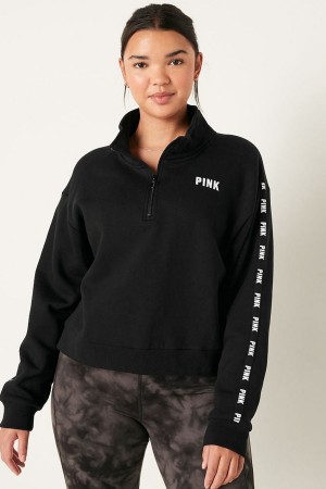 Victoria's Secret Zip Up Long Sleeve Crop Sweatshirt Modre | CBVSP-4185