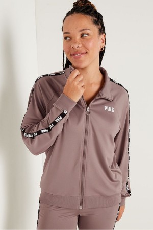 Victoria's Secret Zip Up Long Sleeve Sweatshirt Káva Hnede | SALCF-6432