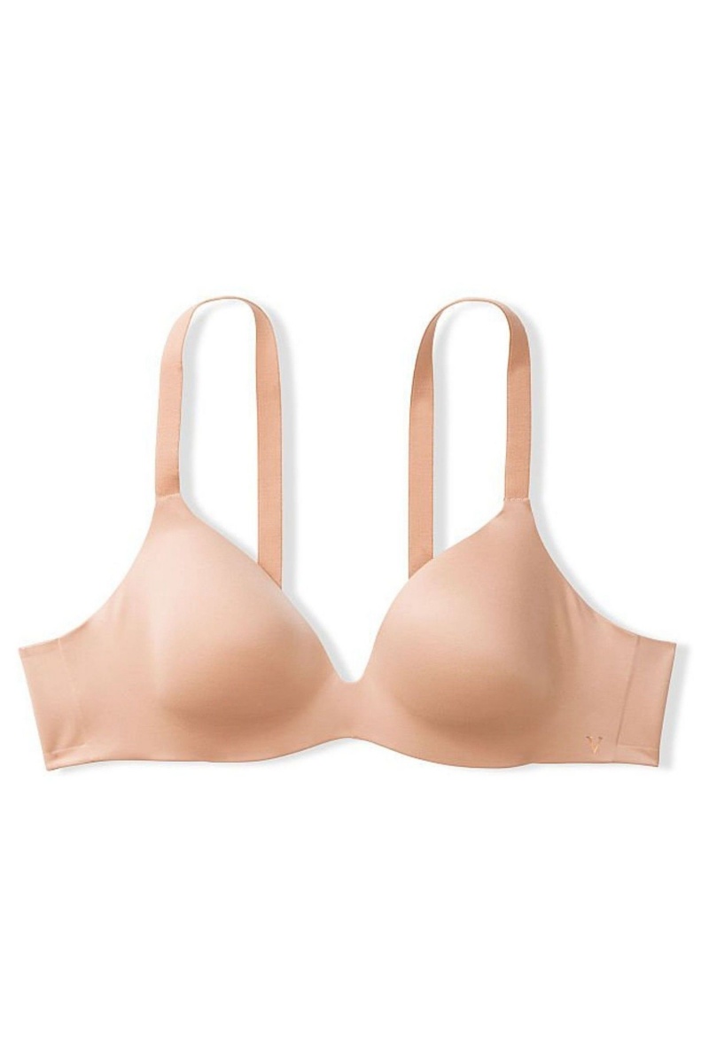 Victoria's Secret Bare Smooth Lightly Podsite Plunge Non Wired Bra Champagne Nude | OPFGN-6259