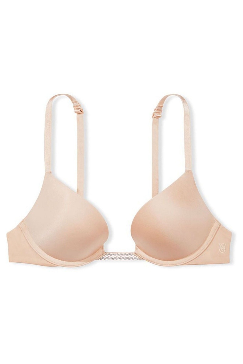 Victoria's Secret Bare Smooth Plunge Shine Multiway Bra Marzipan Nude | MZQPT-1259