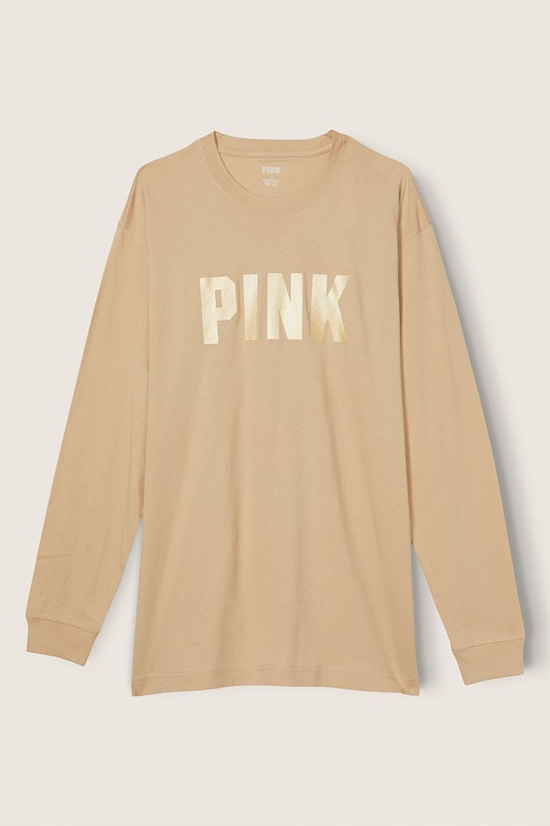 Victoria's Secret Bavlnene Long Sleeve Campus T-Shirt Ruzove | DSWRE-1467