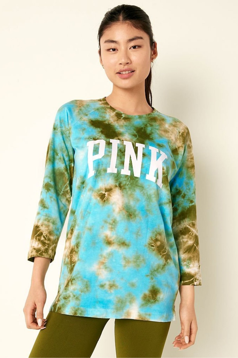 Victoria\'s Secret Bavlnene / Sleeve Campus Baseball T-Shirt Modre | RJIWS-1369