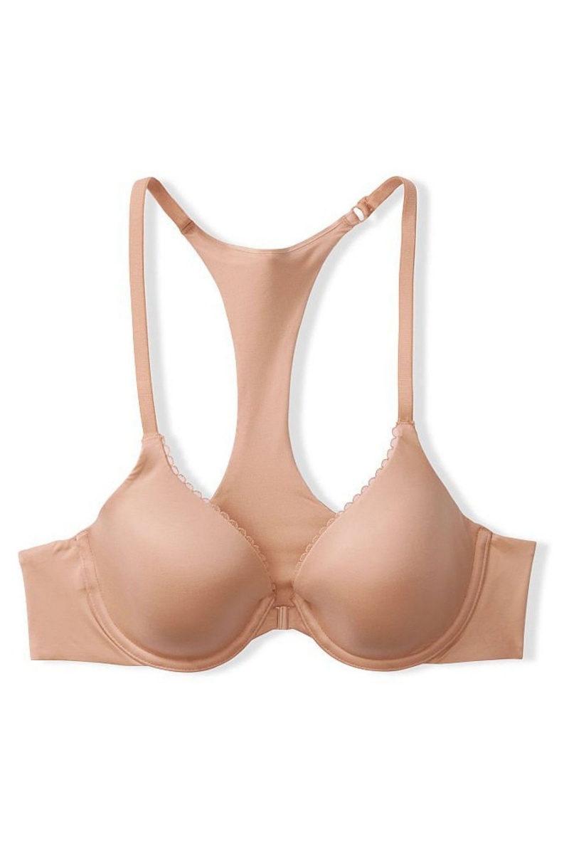 Victoria's Secret Body by Victoria Cipkovane Trim Front Zapinanie Lightly Podsite Full Cup Bra Toasted Sugar Nude | YLAJF-9214