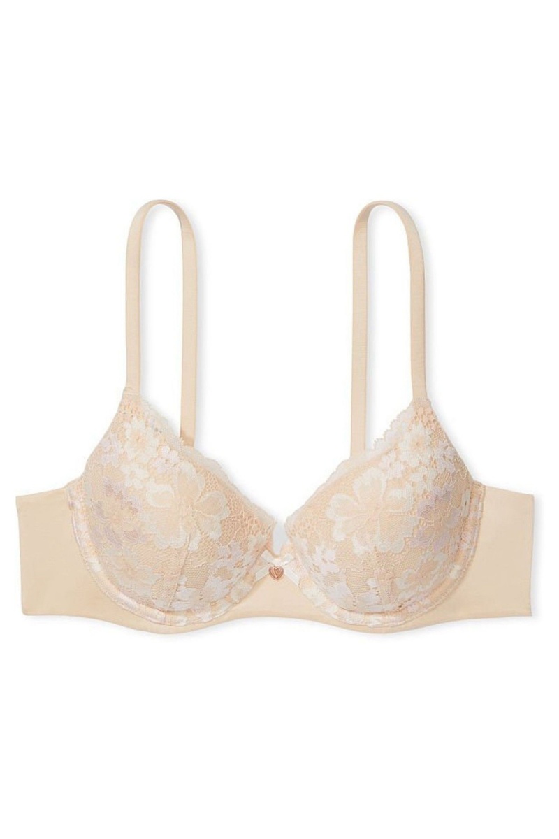 Victoria's Secret Body by Victoria Front Zapinanie Cipkovane Trim Lightly Podsite Demi Bra Champagne Xdye Nude | USRDM-9864