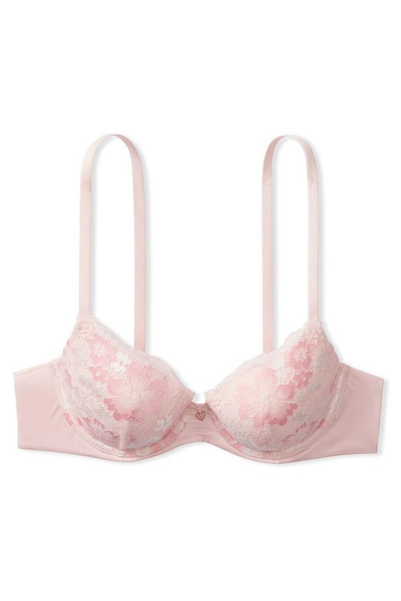 Victoria's Secret Body by Victoria Front Zapinanie Cipkovane Trim Lightly Podsite Demi Bra Čierne | RFXOS-2358