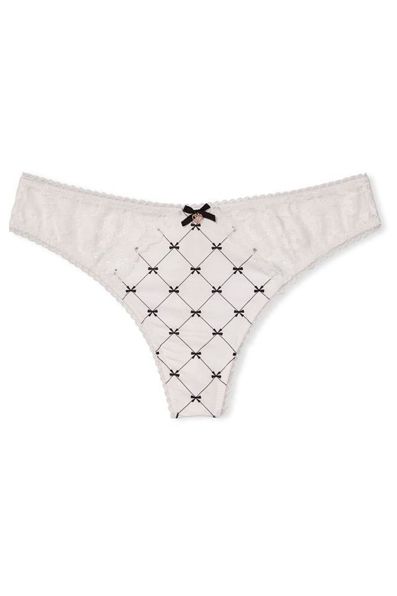 Victoria's Secret Body by Victoria Smooth Cipkovane Tanga Knickers Biele | WOHUD-1756