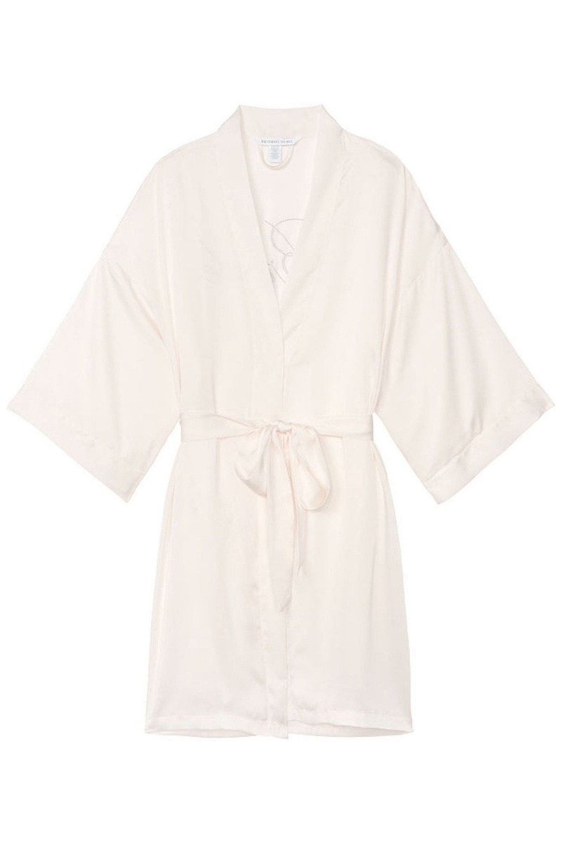 Victoria's Secret Bridal Satin Bride Embellished Robe Biele | NLXWY-1347