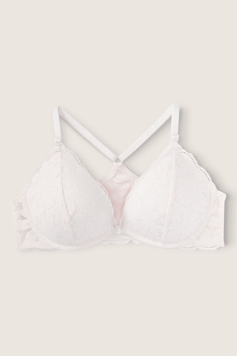 Victoria\'s Secret Cipkovane Front Zapinanie Push Up Bra Biele | DZGHU-9075