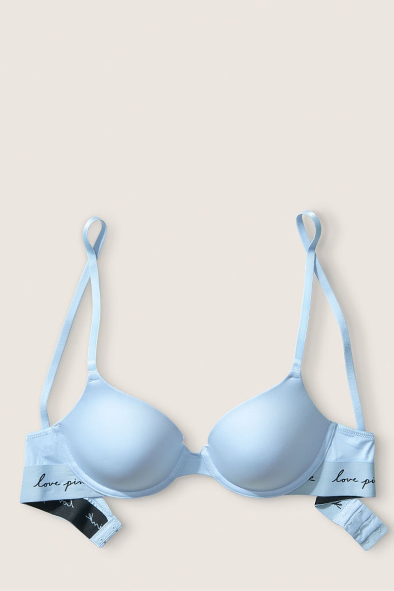 Victoria's Secret Cipkovane Lightly Podsite T-Shirt Bra Modre | MFJSD-1695