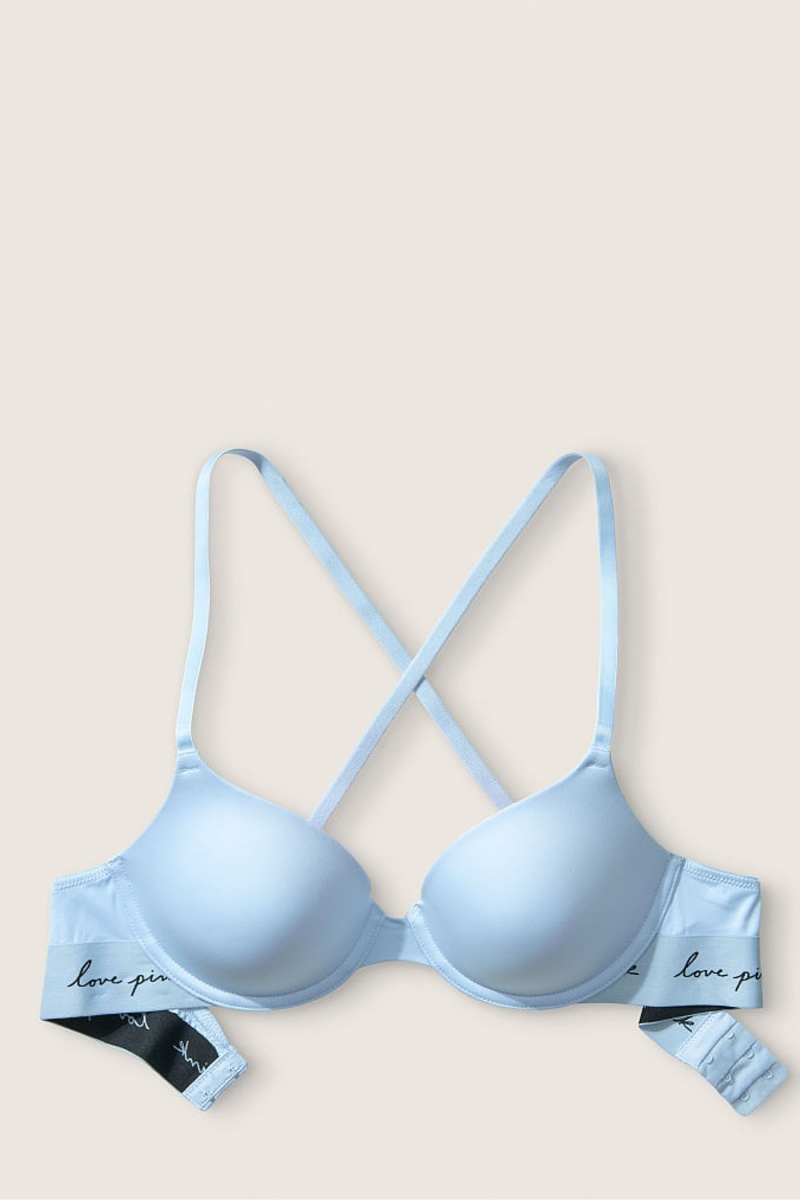 Victoria's Secret Cipkovane Lightly Podsite T-Shirt Bra Modre | MFJSD-1695