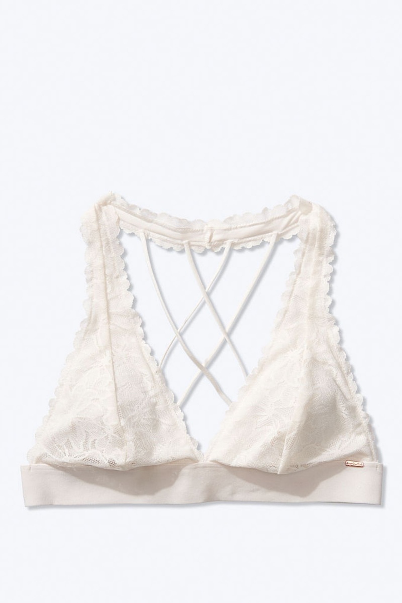 Victoria's Secret Cipkovane Remienkové Back Halterneck Bralette Biele | VOLZK-0643