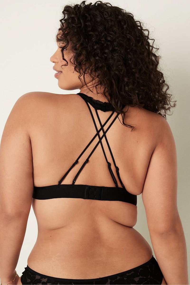 Victoria's Secret Cipkovane Remienkové Back Halterneck Bralette Čierne | QGJVT-7960