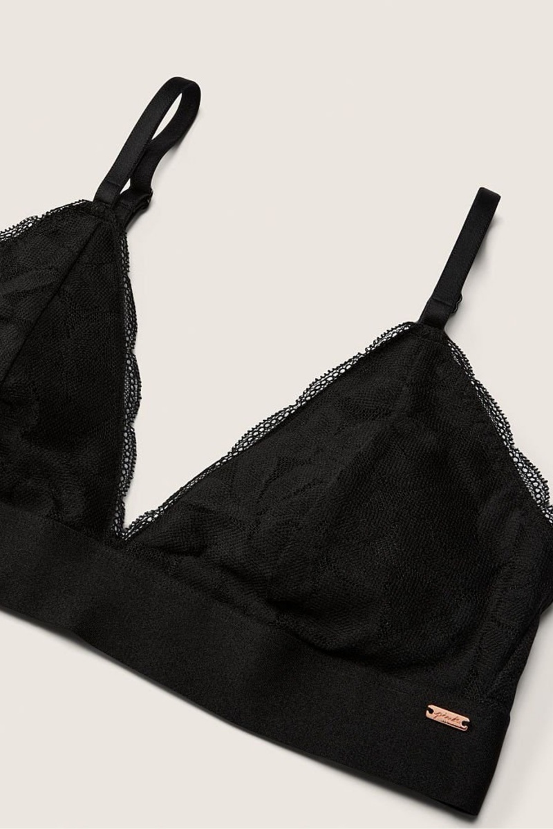 Victoria's Secret Cipkovane Unlined Triangle Bralette Čierne | WGNTK-2867