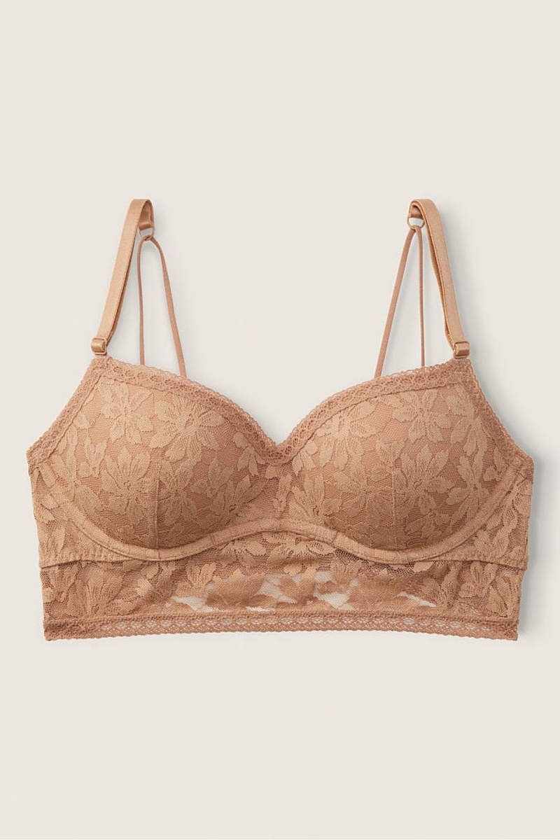 Victoria's Secret Cipkovane Wired Push Up Bralette Mocha Latte Nude | XMEJD-0832