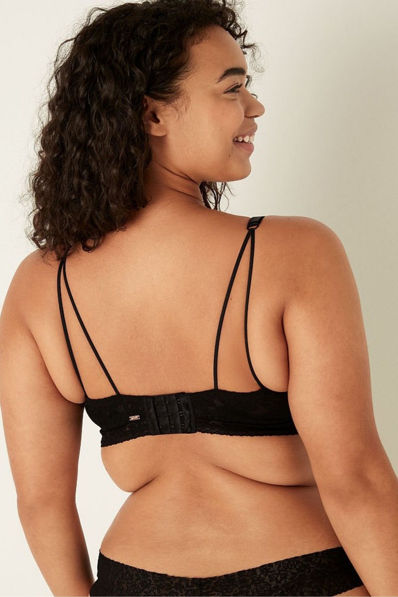 Victoria's Secret Cipkovane Wired Push Up Bralette Čierne | WGXEZ-4695