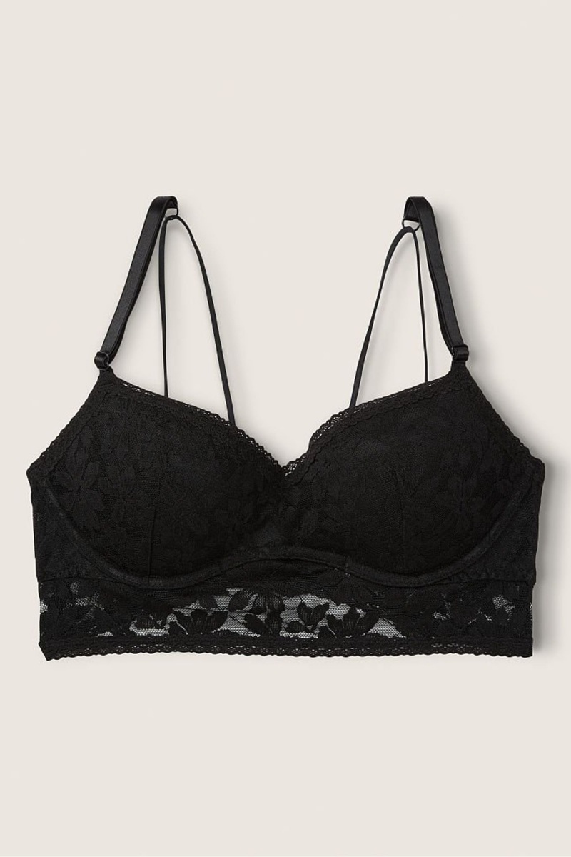 Victoria's Secret Cipkovane Wired Push Up Bralette Čierne | WGXEZ-4695