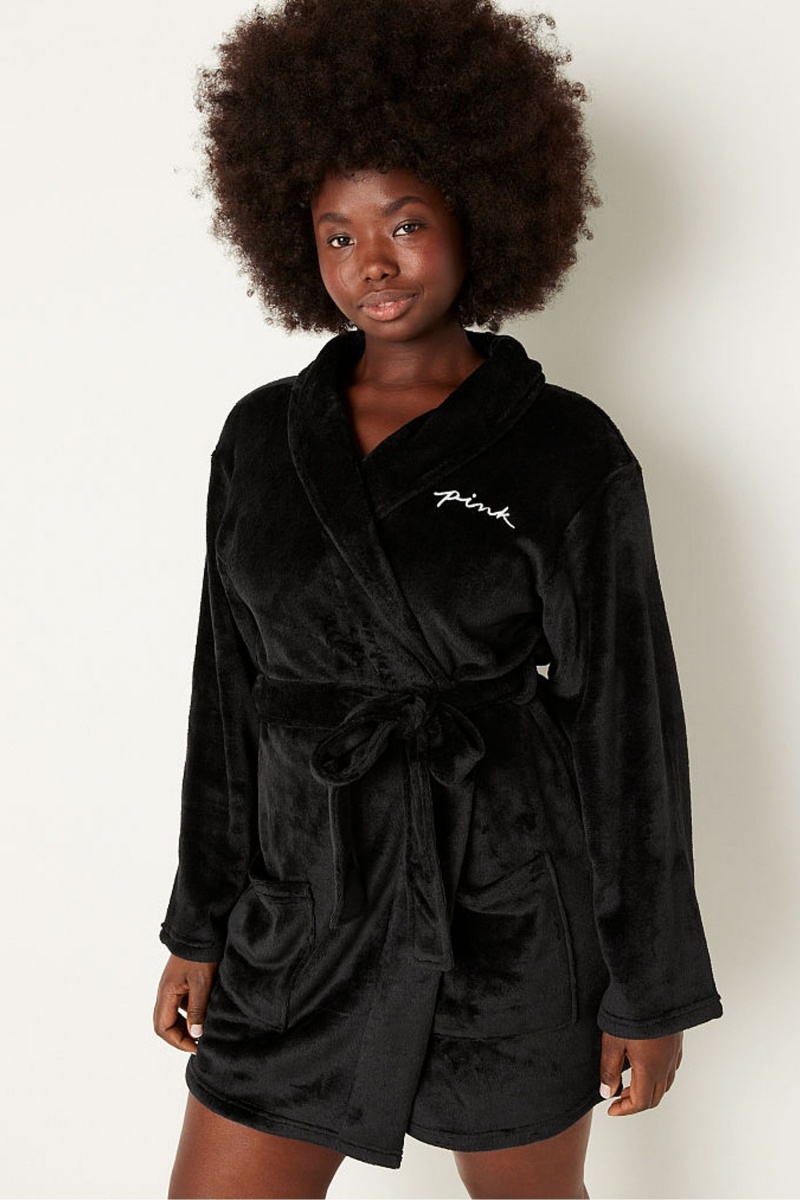 Victoria\'s Secret Cosy Dressing Gown Čierne | AVQOF-6721