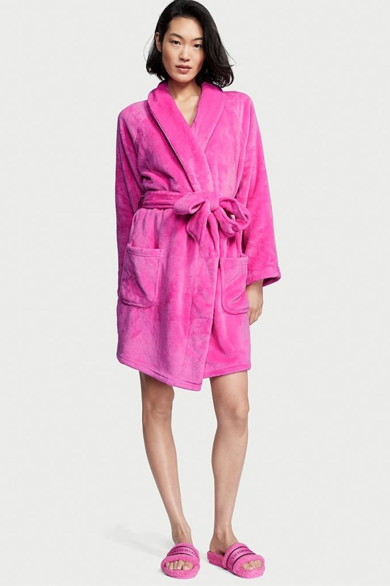 Victoria's Secret Cosy Kratke Dressing Gown Čierne | SDUIN-1256