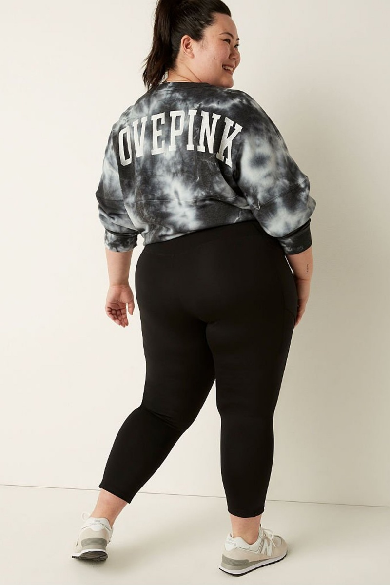 Victoria's Secret Crop High Pásom Legging Čierne | FZQNE-1037