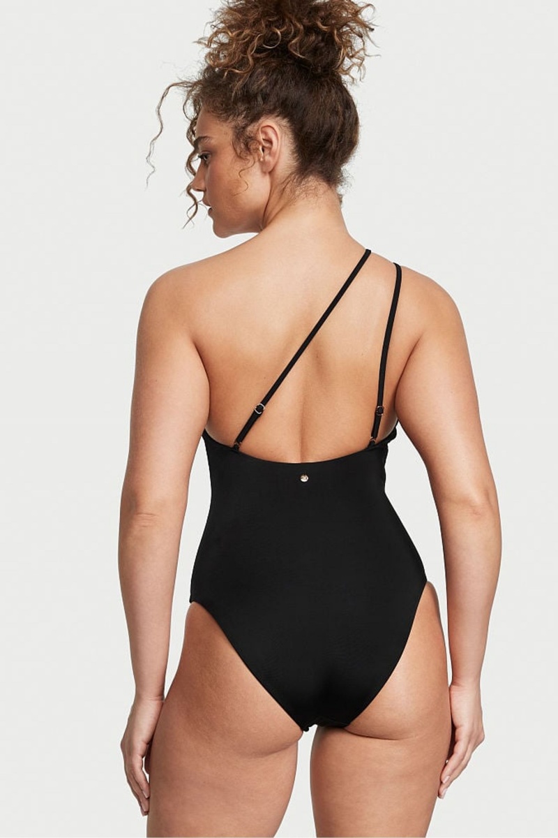 Victoria's Secret Cut Out One Shoulder One Piece Swimsuit Čierne | BXEYC-7382