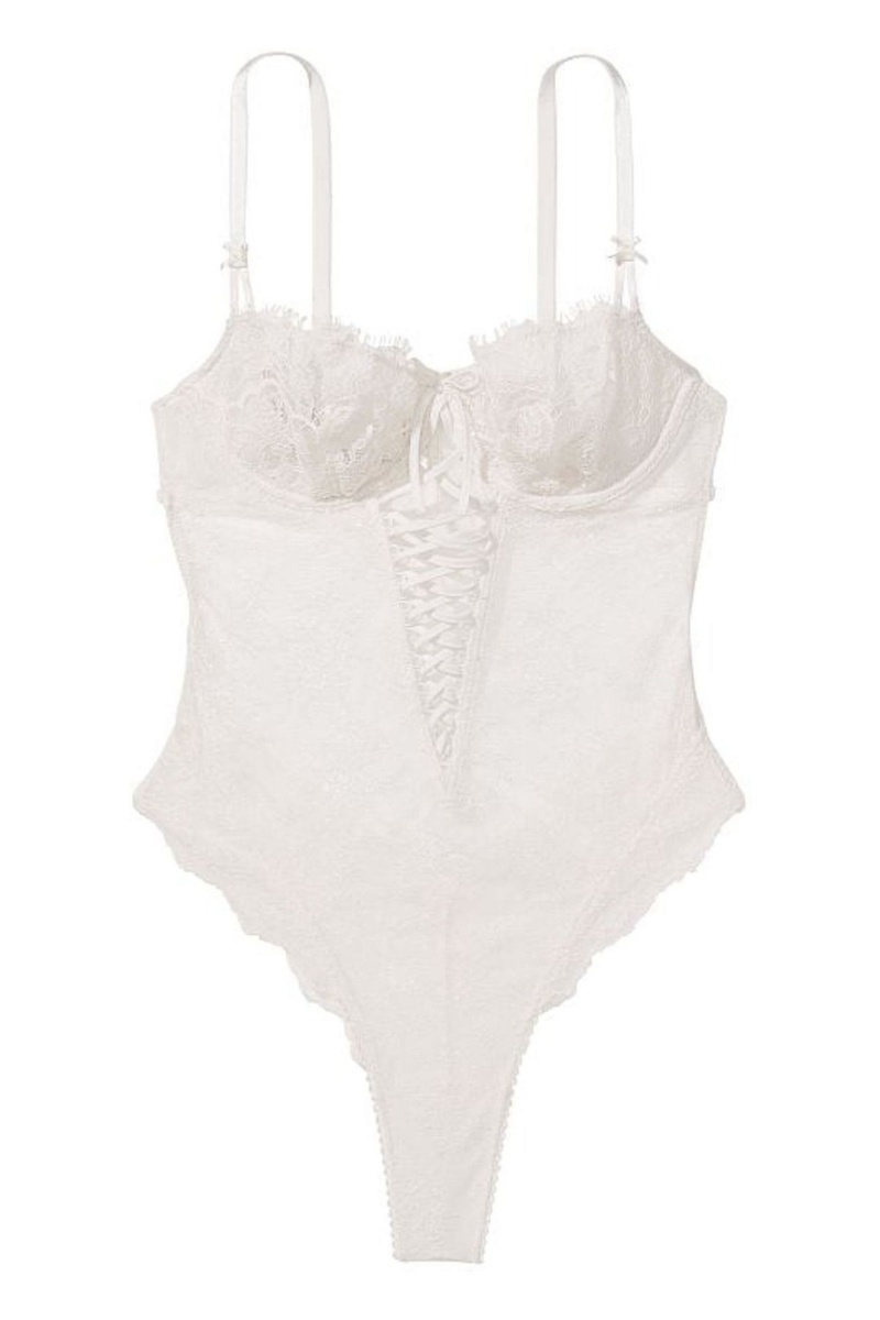 Victoria's Secret Dream Angels Cipkovane Unlined Balcony Bodysuit Biele | UOXEP-5782