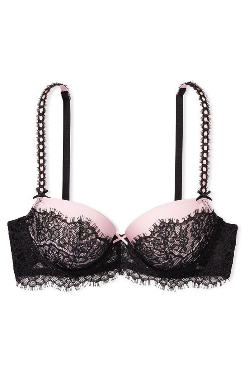 Victoria's Secret Dream Angels Cipkovane Push Up Bra Čierne Ruzove | FSDGQ-8214