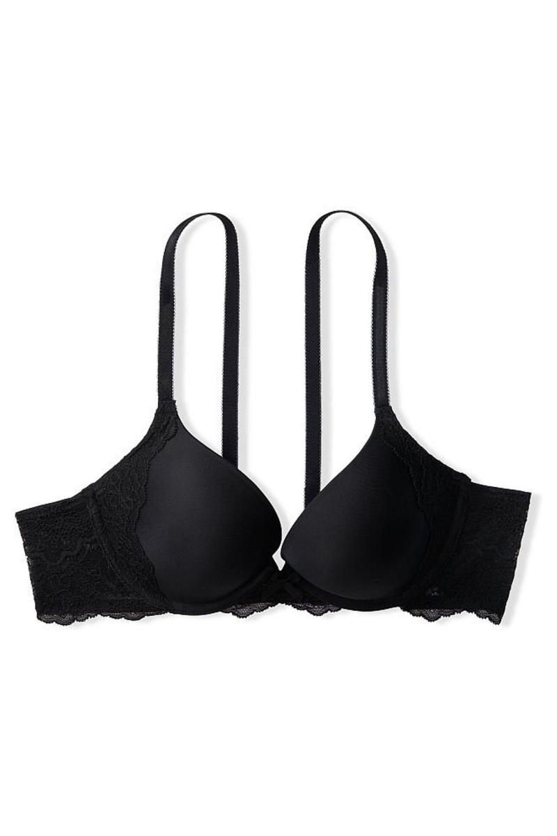 Victoria's Secret Dream Angels Cipkovane Wing Push Up Bra Čierne | UNFJL-9203