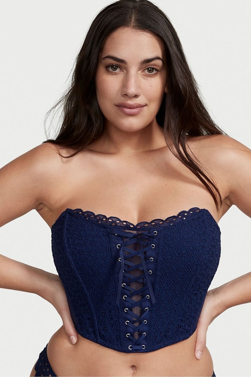 Victoria\'s Secret Dream Angels Dream Angels Eyelet Cipkovane Up Strapless Bra Top Ensign | IXRLP-9728