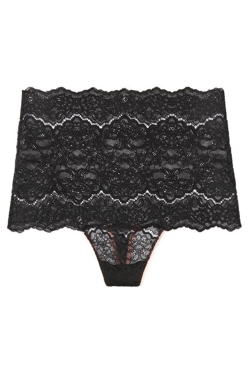 Victoria's Secret Dream Angels Highwaist Corded Tanga Panty Čierne | OJTZL-0542