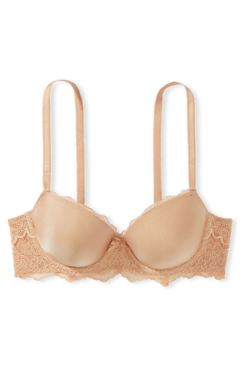 Victoria's Secret Dream Angels Smooth Cipkovane Wing Lightly Podsite Demi Bra Almost Nude | HVGAP-8471