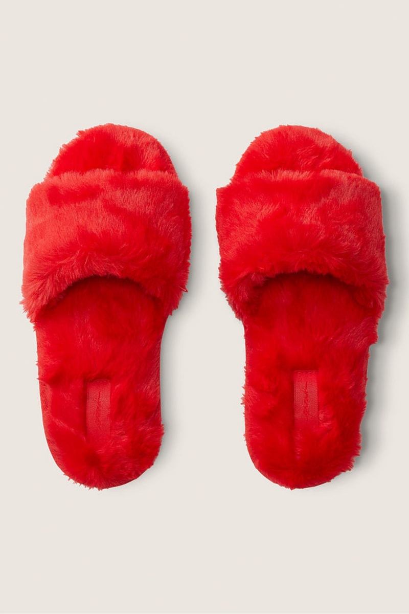 Victoria's Secret Faux Fur Slippers Červené | FQIOG-0148