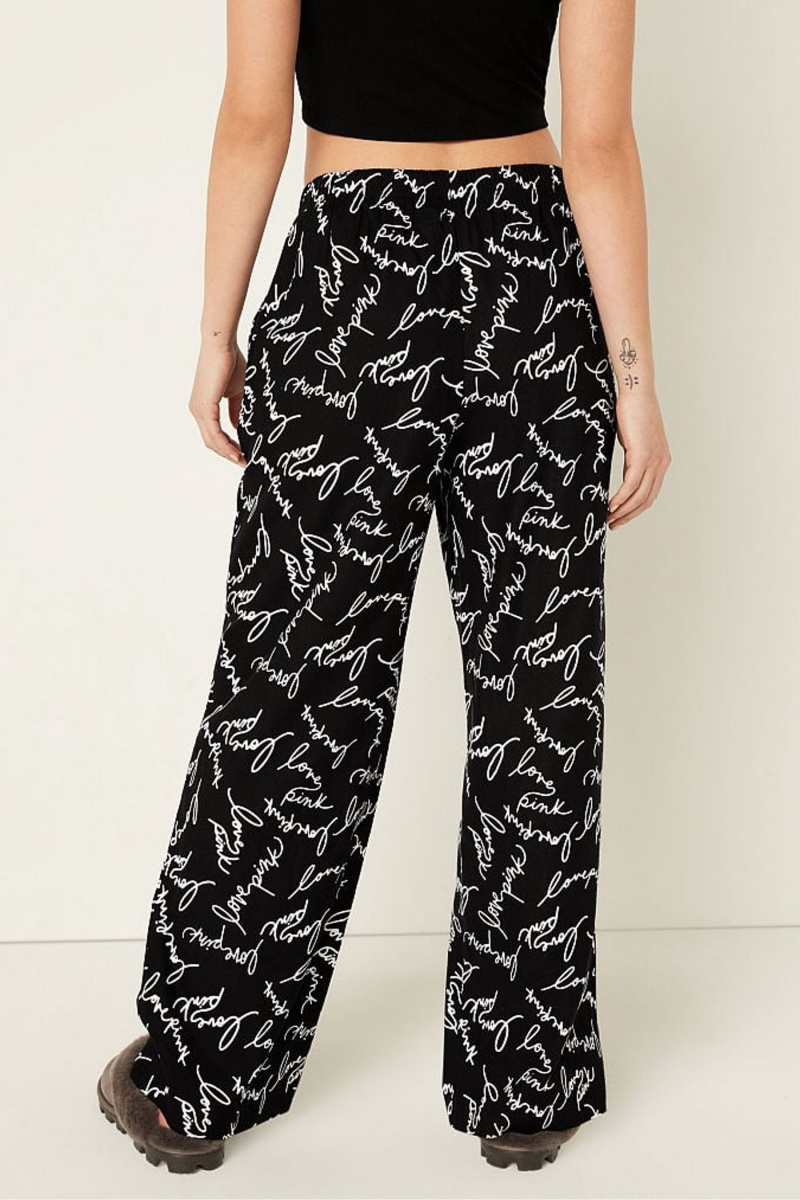 Victoria's Secret Flannel Pyjama Bottoms Čierne | VYXSE-6245