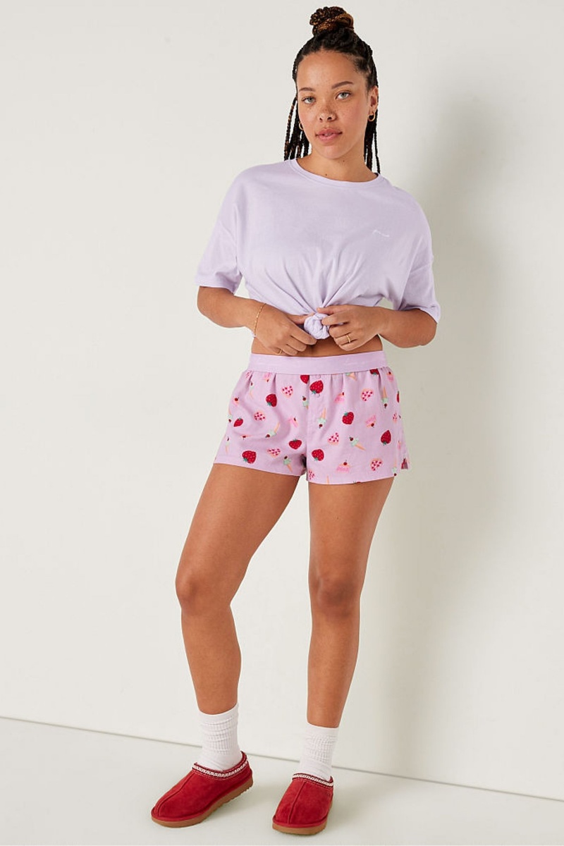 Victoria's Secret Flannel Pyjama Kratke Tmavo Siva | VGZQF-7812